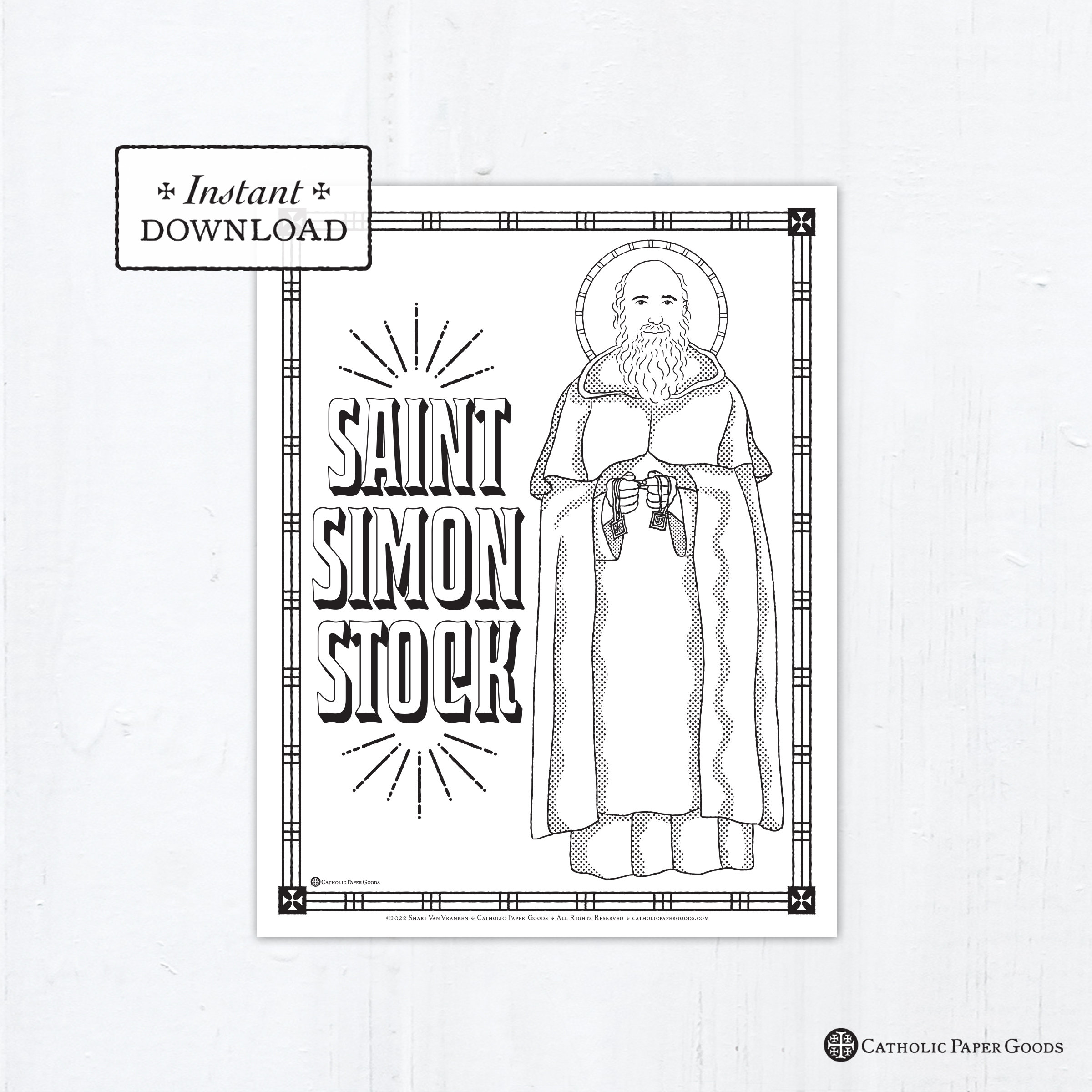 Saint simon stock catholic coloring page