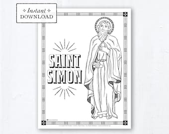 Catholic coloring page saint simon catholic saints printable coloring page digital pdf