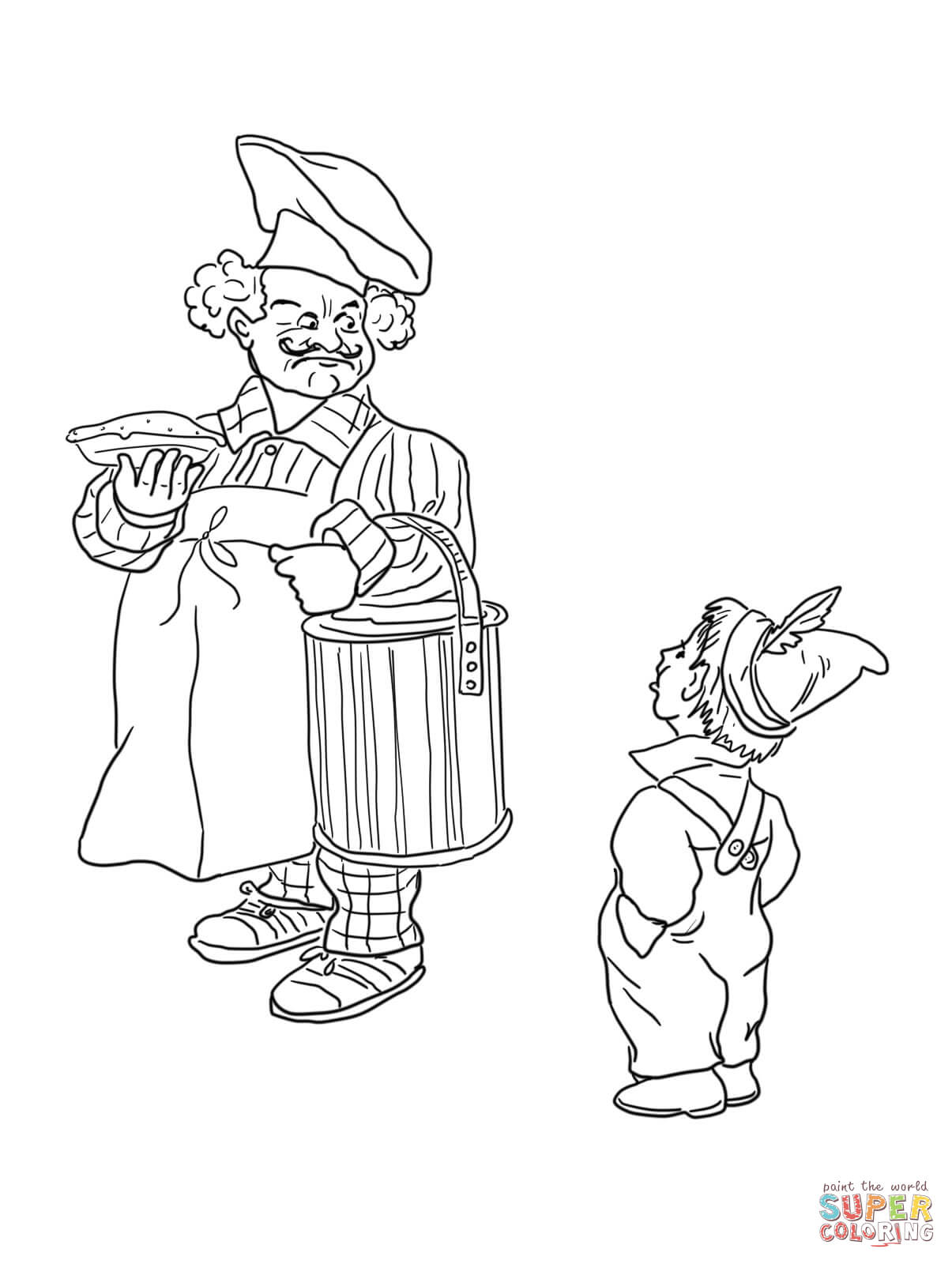 Simple simon met a pieman coloring page free printable coloring pages