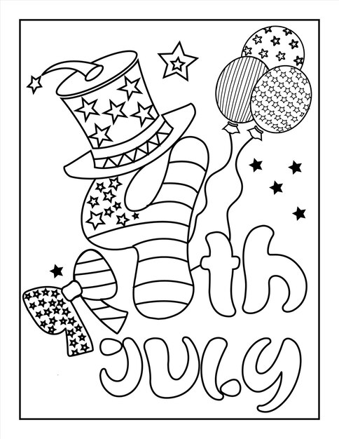Premium vector th of july american independence day coloring page for kids and adults