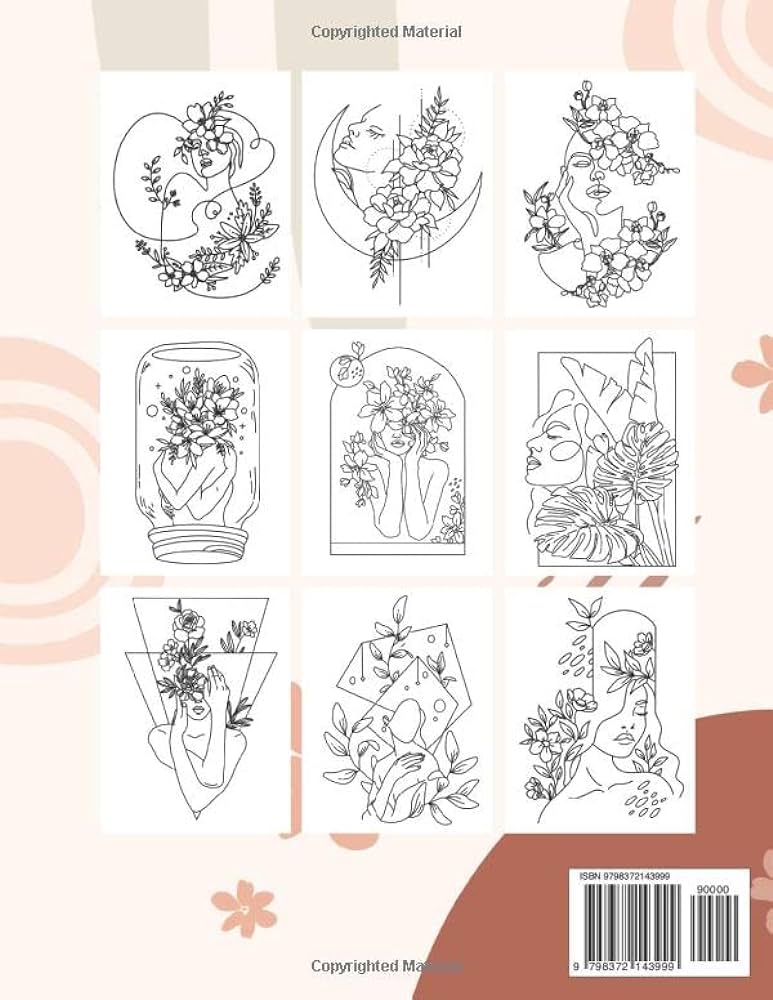 Boho aesthetic minimalist coloring book pages nordic abstract line art design simple coloring for adult and teen relaxation christine lus books