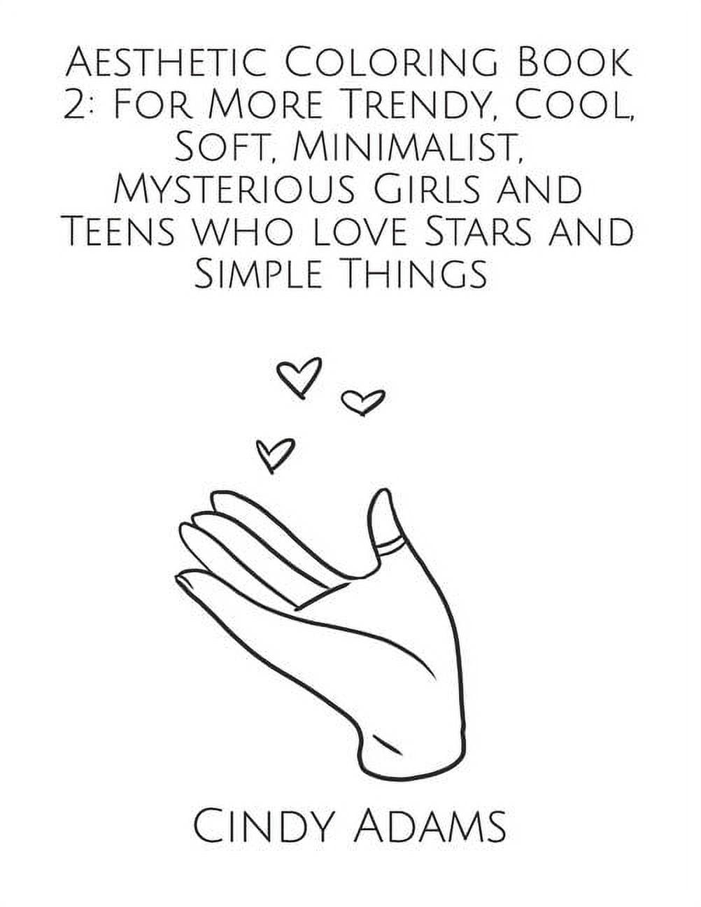 Cindy adams coloring books aesthetic coloring book for more trendy cool soft minimalist mysterious girls and teens who love stars and simple things paperback