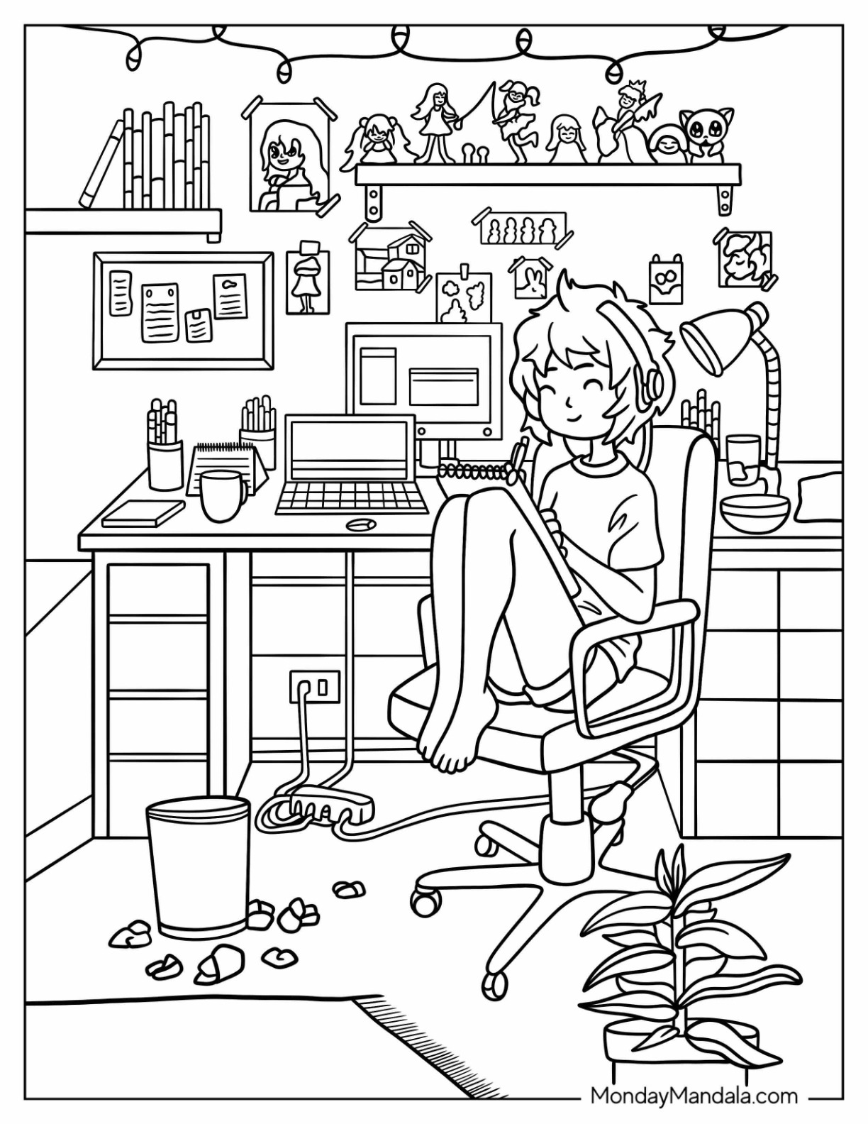 Aesthetic coloring pages free pdf printables