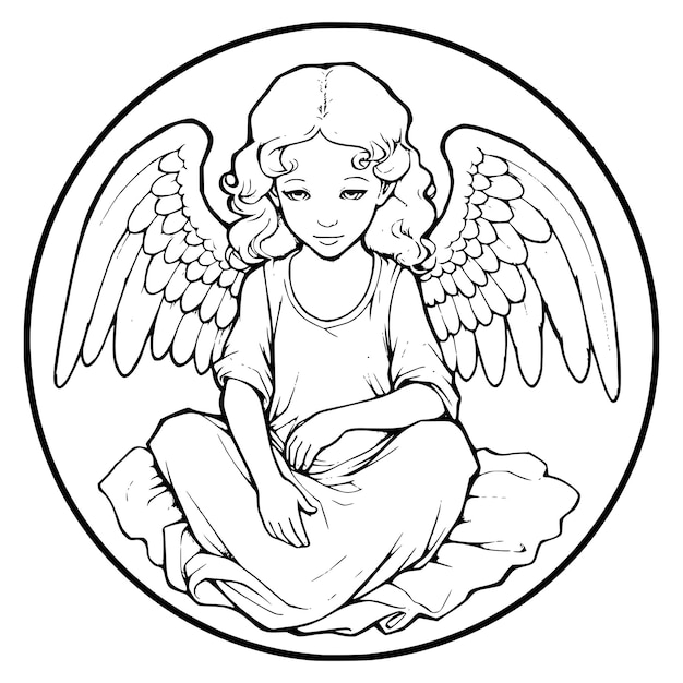 Premium vector angel coloring pages for kids
