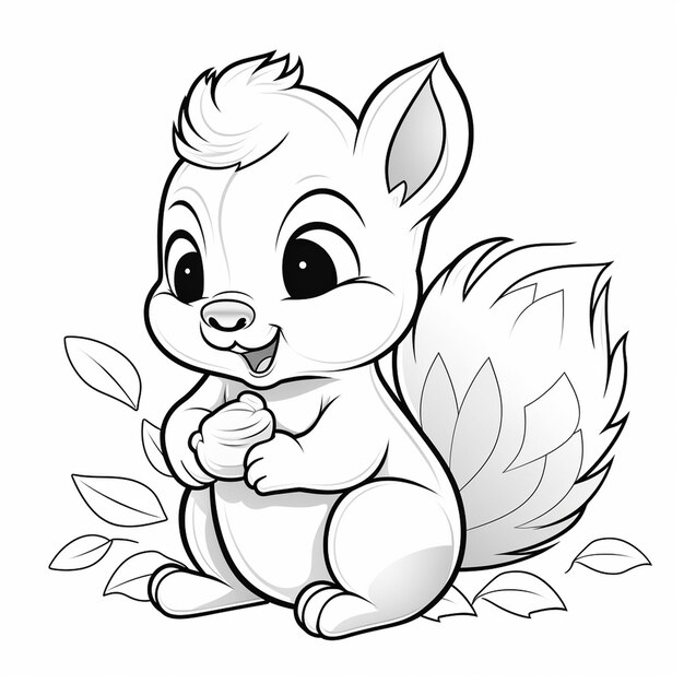 Premium ai image kawaii very simple animal coloring page for kids black outline