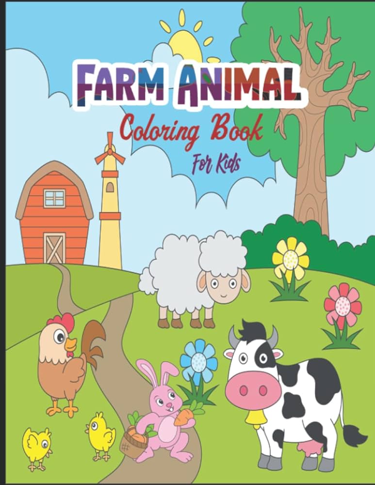 Farm animal coloring book for kids big and simple animals coloring pages on the farm for toddlers kids age