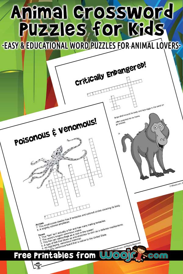 Animal crossword puzzles for kids woo jr kids activities childrens publishing