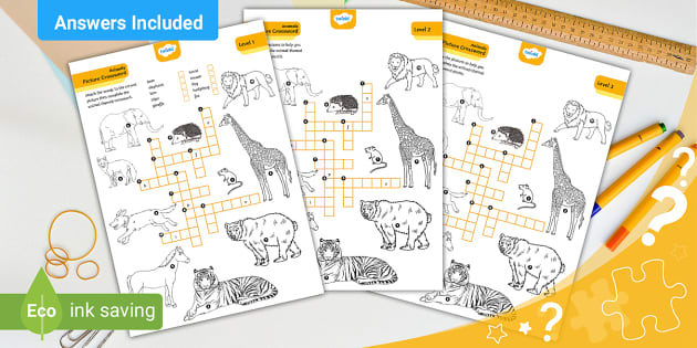 Animal crossword puzzle pack