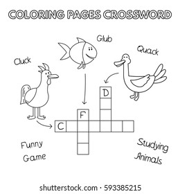 Funny animals crossword vector coloring book stock vector royalty free