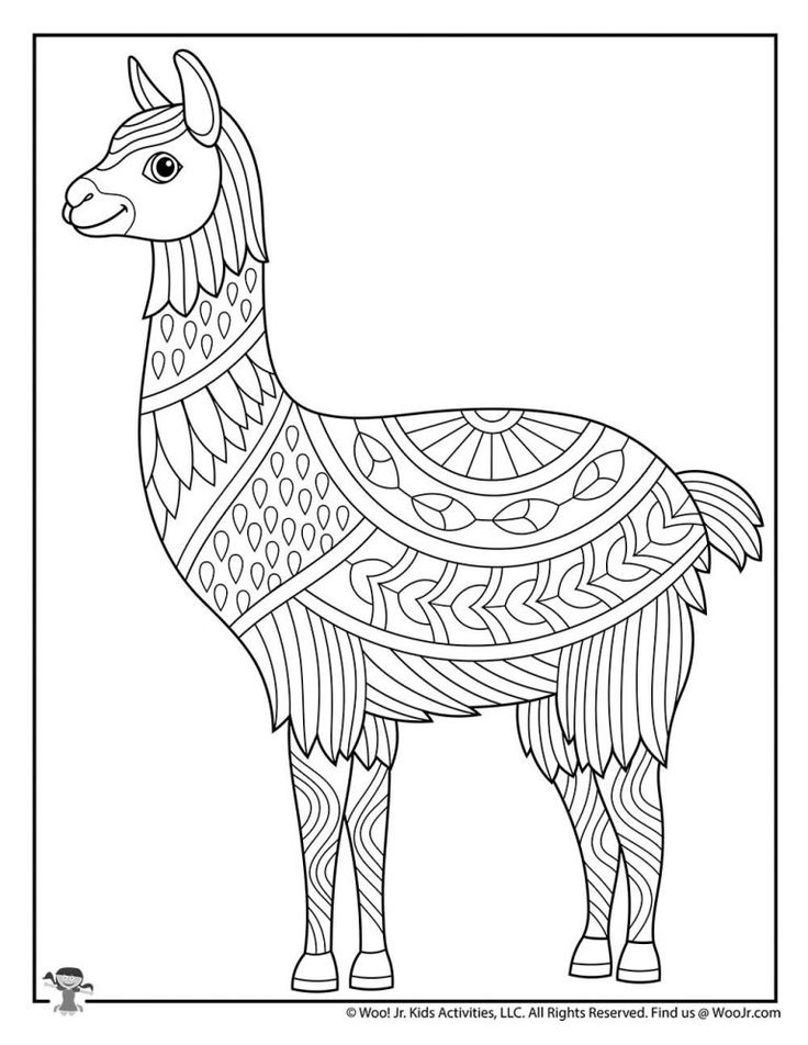 Llama easy adult coloring animals woo jr kids activities childrens publishing adult coloring animals free adult coloring pages animal coloring pages