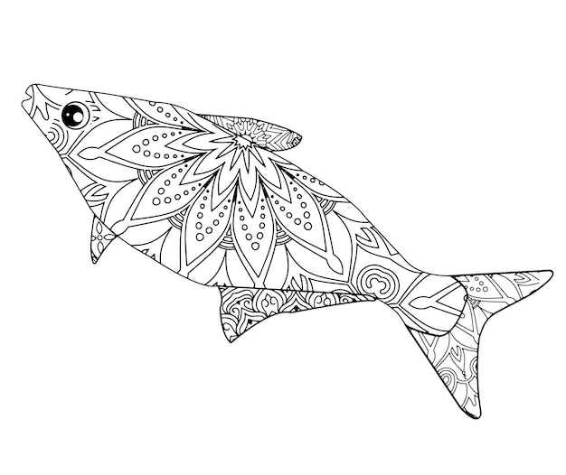 Premium vector mandala ocean animals coloring pages for kids and adult premium vector