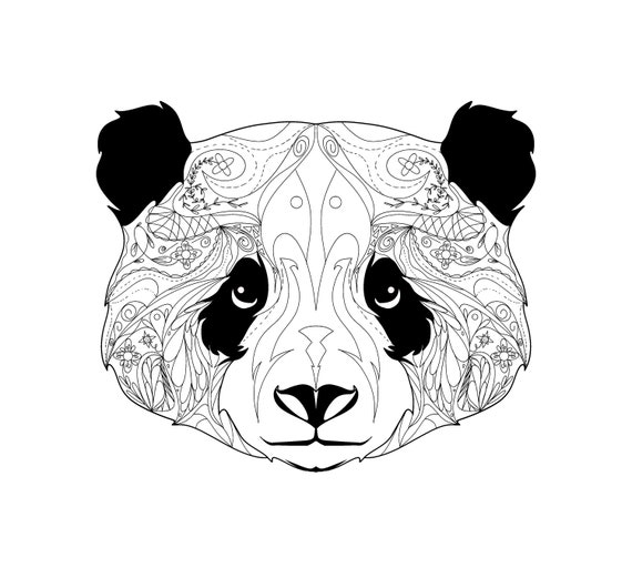 Popular panda bear animal fun coloring page stress relief adults kids artwork instant digital pdf jpeg easy printable download
