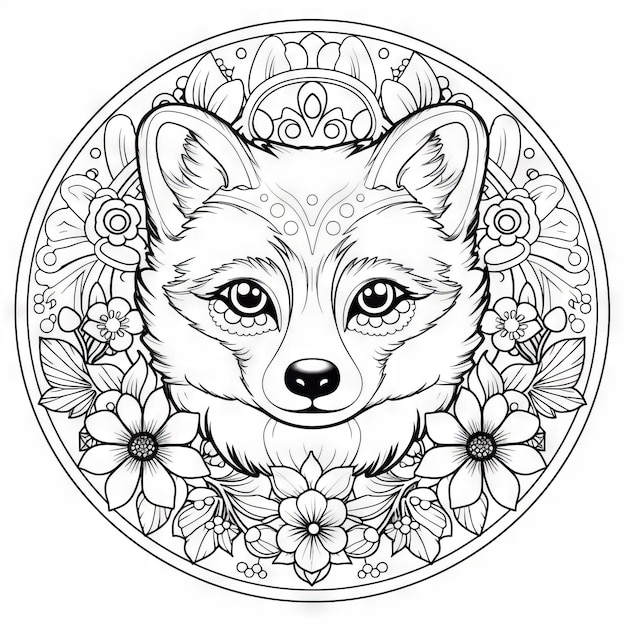 Premium ai image simple design for mandala cute animal coloring book with crisp