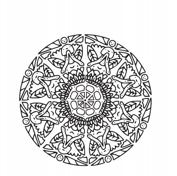 Simple mandala animals coloring pages for adults digital download high resolution pdf format