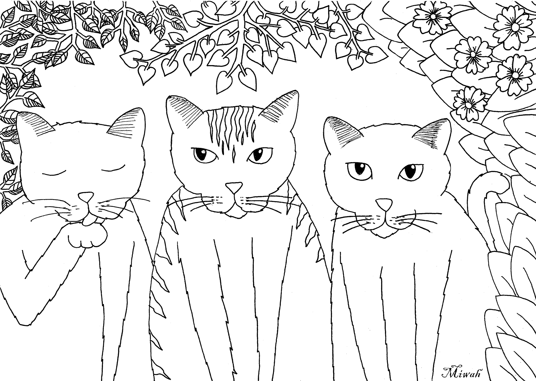 Tree little funny kittens simple coloring page from the gallery animals artist miwah animal coloring pages cat coloring page cat coloring book