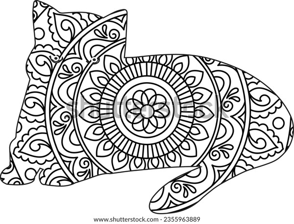 Mandala animal coloring book page adults stock vector royalty free