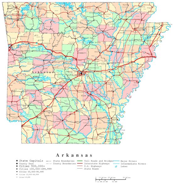 Arkansas printable map