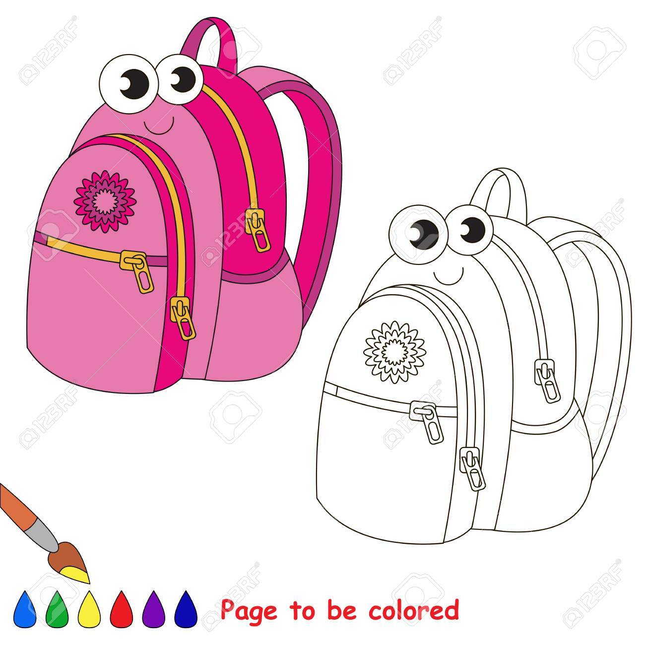 School backpack to be colored coloring book to educate kids learn colors visual educational game simple level coloring pages royalty free svg cliparts vectors and stock illustration image