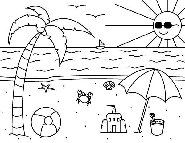 Summer fun beach coloring summer coloring pages summer coloring sheets beach coloring pages