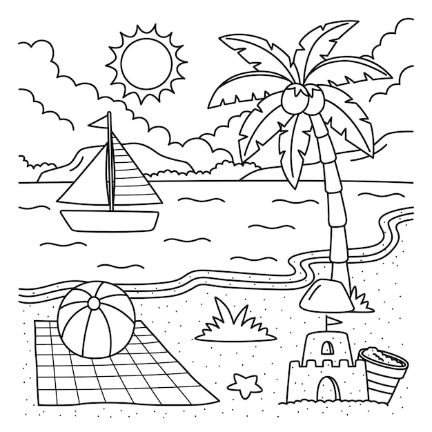 Beach coloring pages images