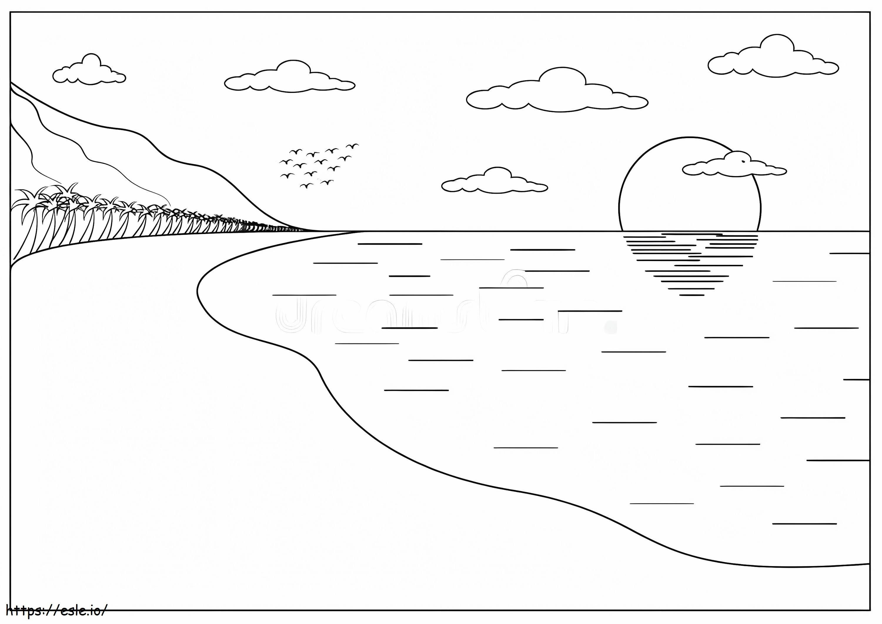 Simple beach coloring page