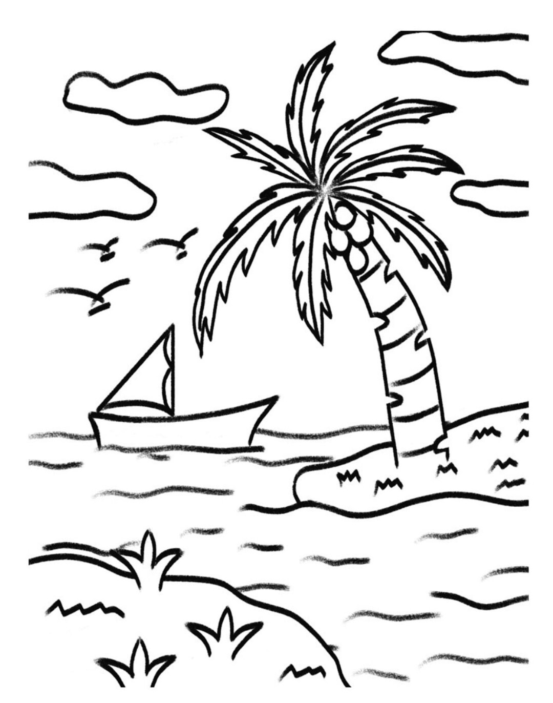 At the beach coloring pages