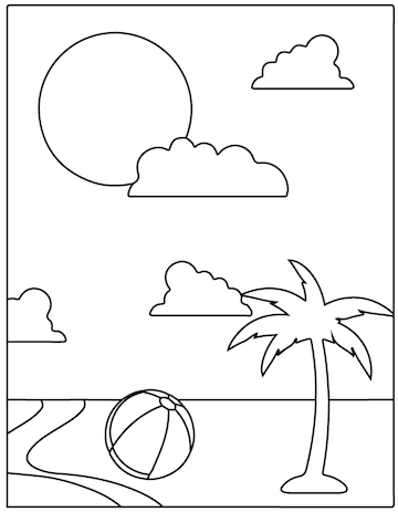Premium vector hello summer coloring pages and symbols on the summer beach