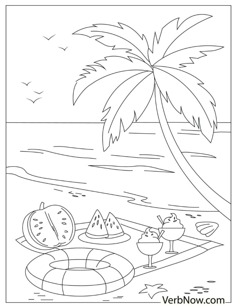 Free beach coloring pages for download printable pdf