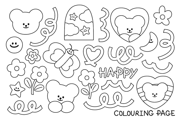 Premium vector teddy bear outline drawing for cartoon character ic kid or adult colouring book logo tattoo