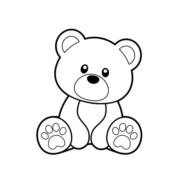 Cute bear coloring page vector illustration stock illustration