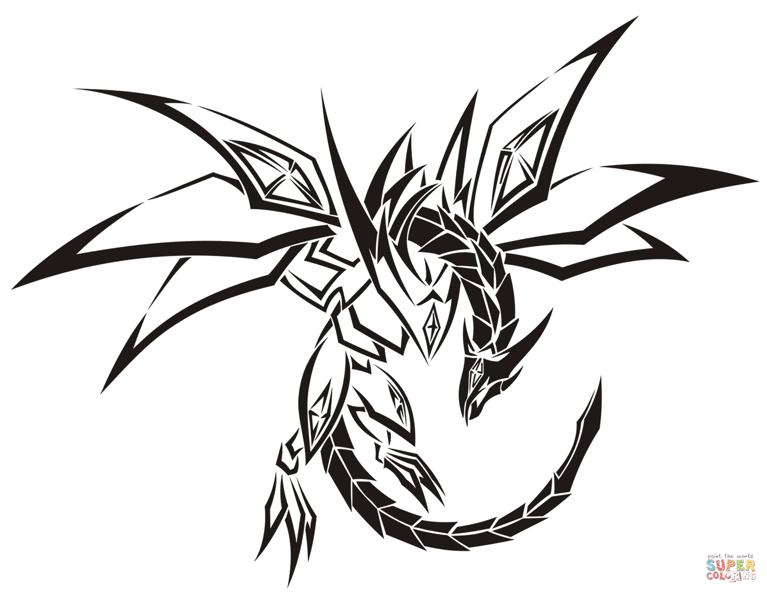 Tribal dragon tattoo coloring page free printable coloring pages