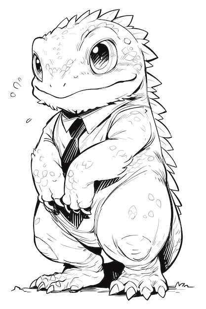Premium vector clean and simple bearded dragon coloring pages for kids