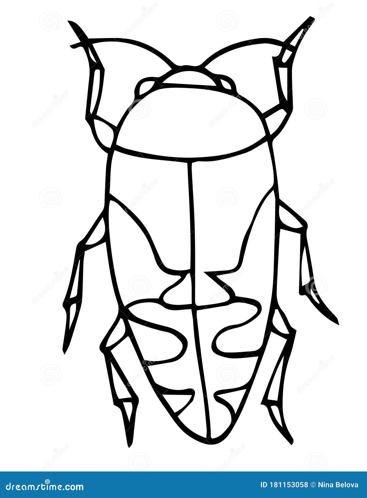 Beetle insect outline vector icon easy coloring book for kids exotic bug collection stock illustration