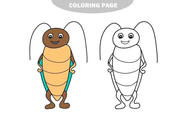 Premium vector simple coloring page outlined beetle vector line art illustration