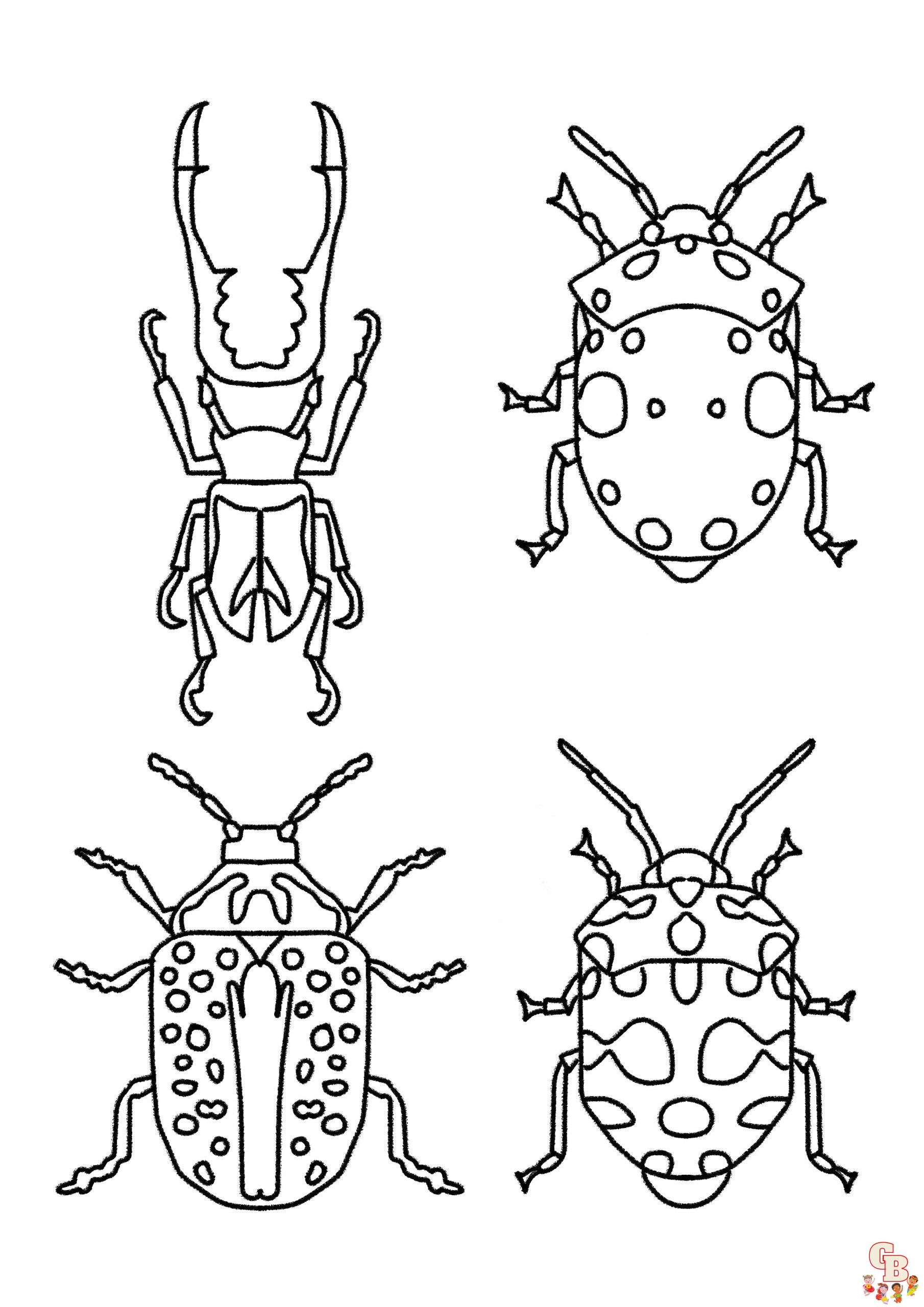 Printable and easy bugs coloring pages for kids
