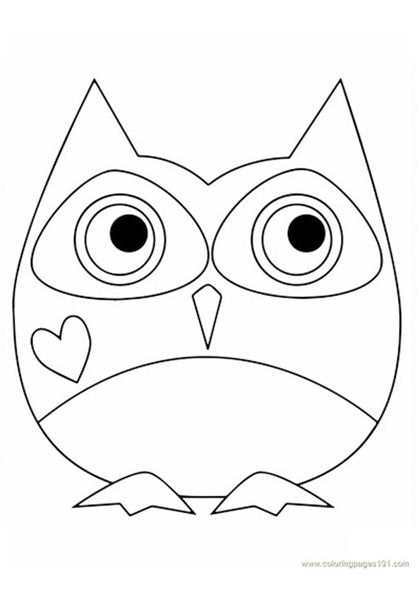Coloring pages simple printable owl bird coloring pages