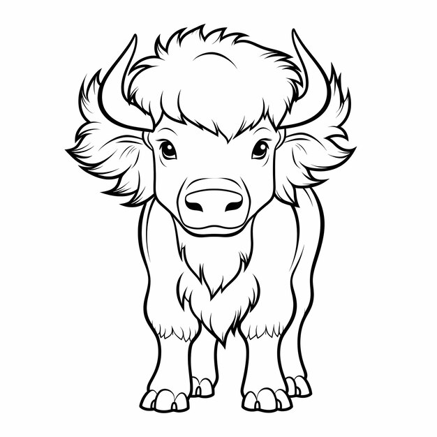 Premium ai image very simple super cute bison coloring page for kidvery simple
