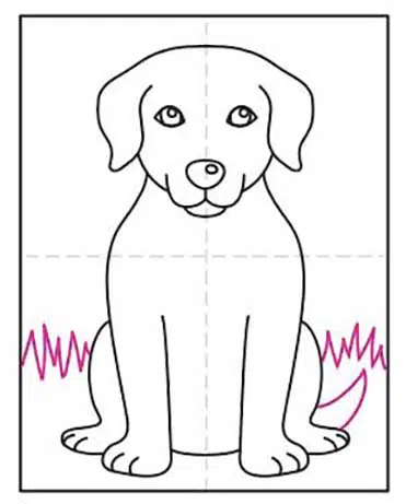 Easy how to draw a labrador tutorial and labrador coloring page
