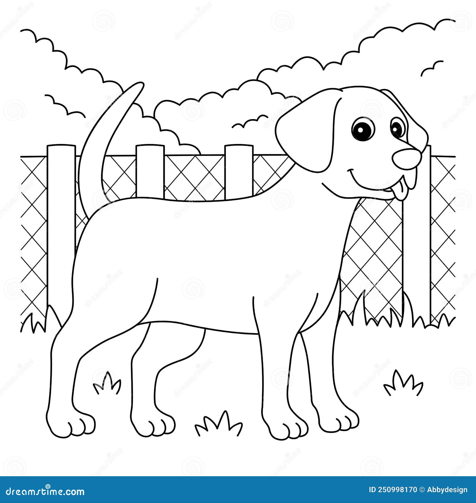 Chocolate lab dog coloring page for kids stock vector