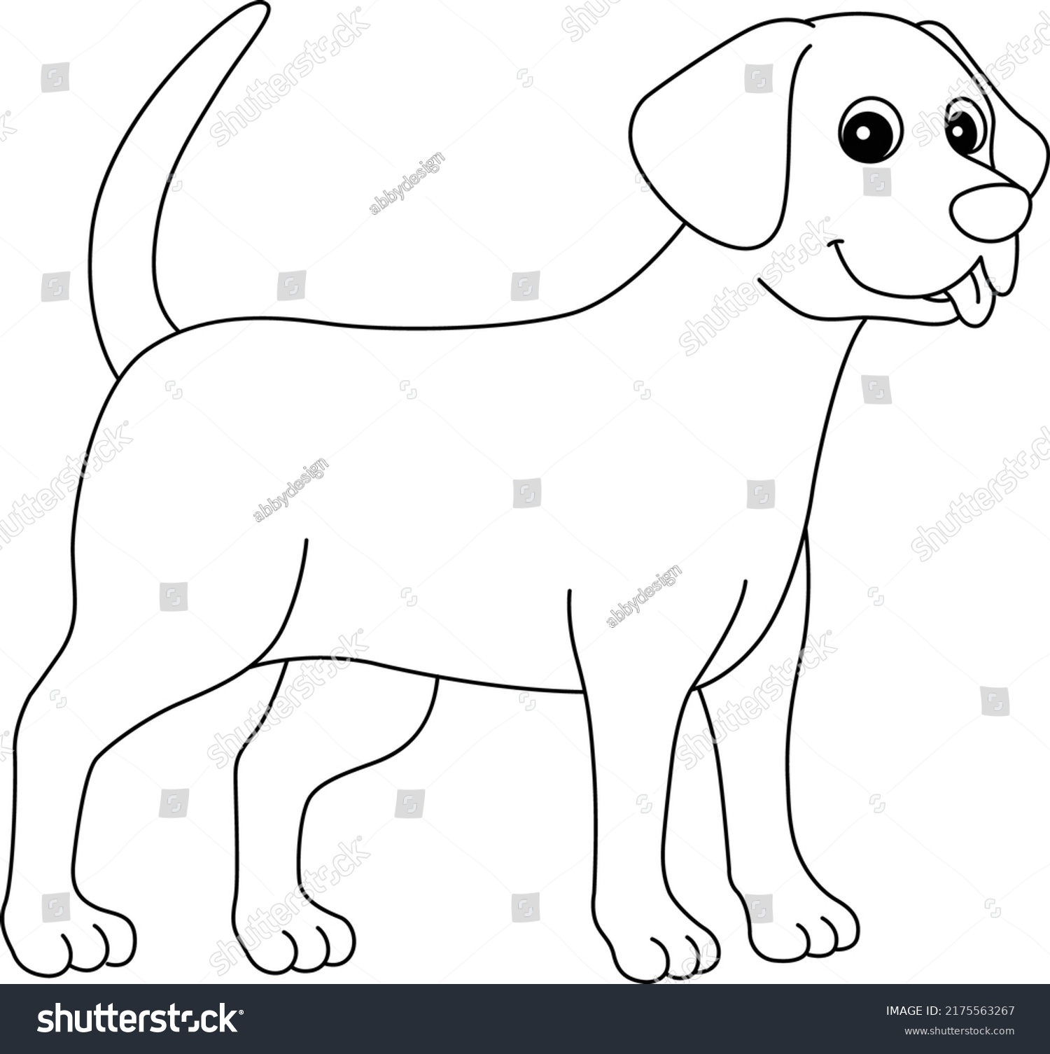 Chocolate lab dog isolated coloring page stock vector royalty free