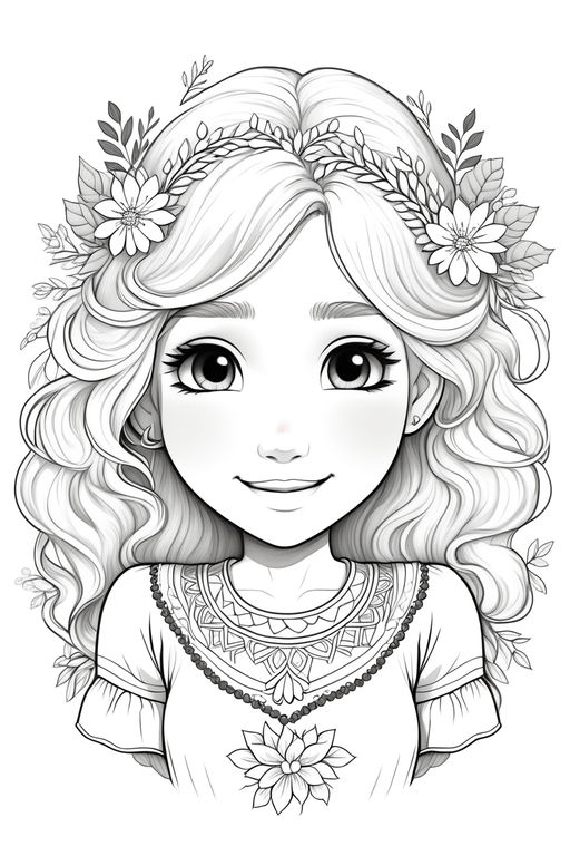 Female teen character line art