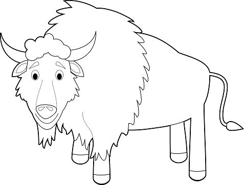 Easy coloring animals for kids buffalo stock clipart royalty