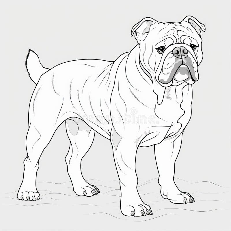 Bulldog dog coloring page for kids stock vector