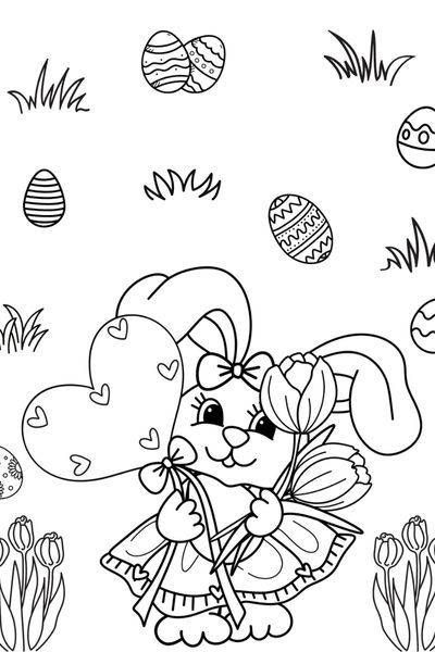 Very cute bunny coloring pages
