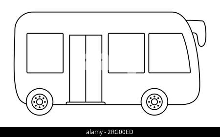 Simple coloring page funny bus cartoon outlined vehicle with black stroke page to be colored stock vector image art