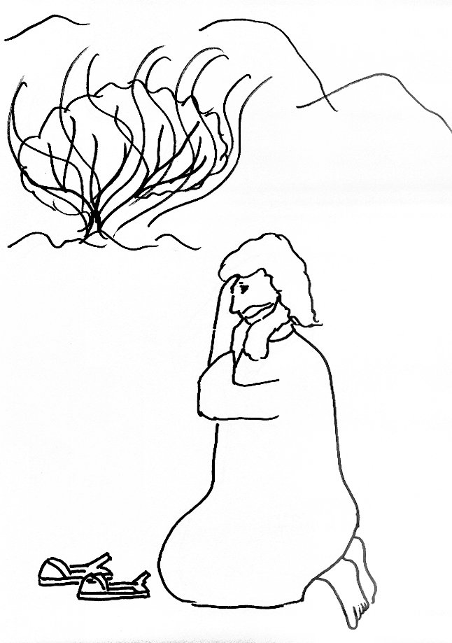 Bible story coloring page for moses and the burning bush free bible stories for children