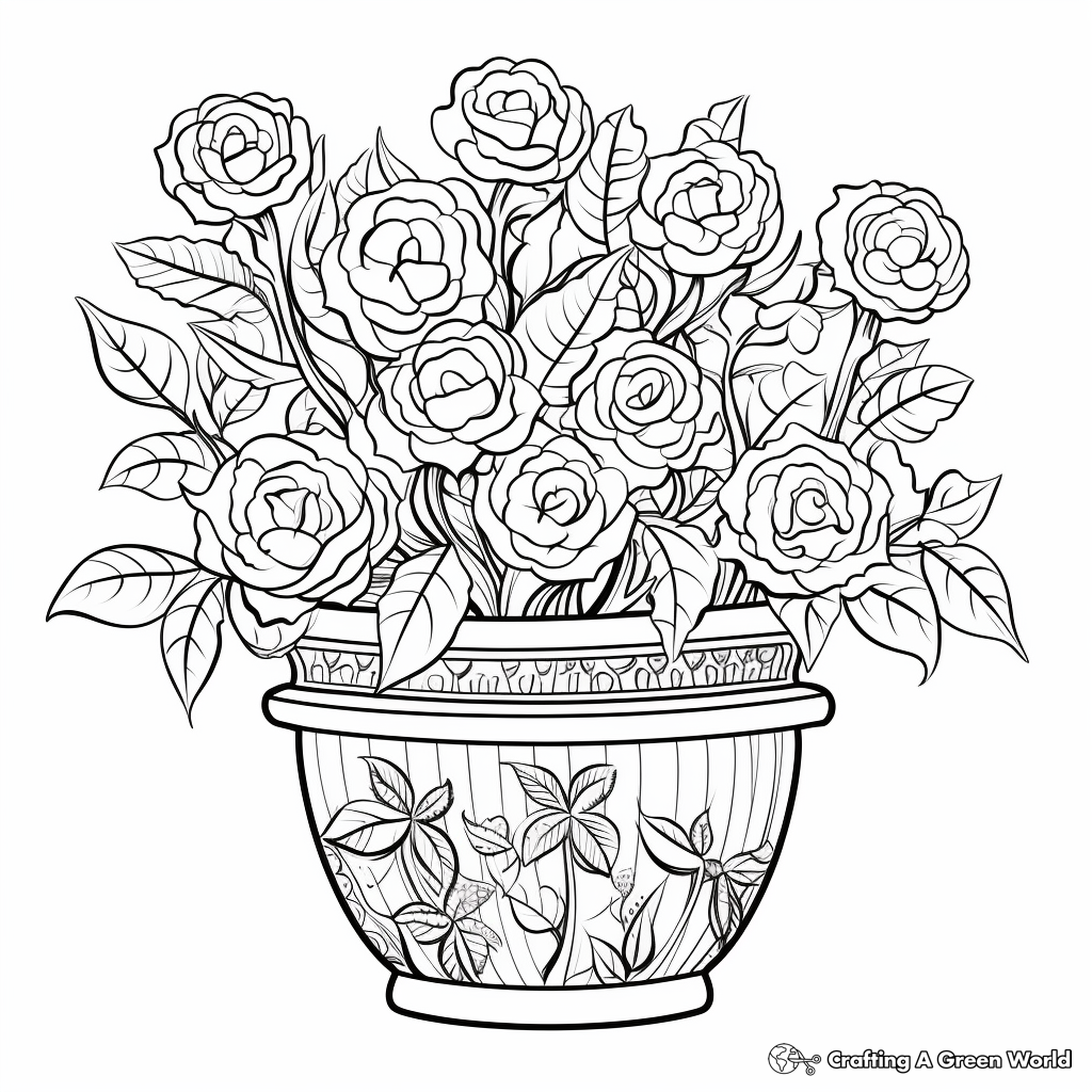Flower pot coloring pages