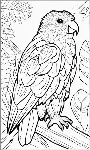 D outline simple monochromatic childrens coloring book page featuring an eagle
