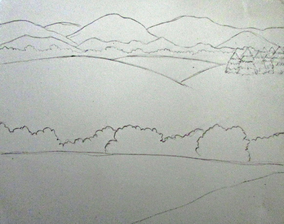 Color pencil landscape drawing