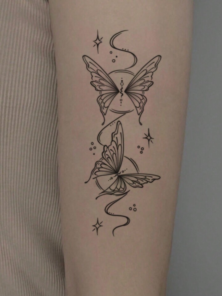 Pc star butterfly pattern tattoo sticker a
